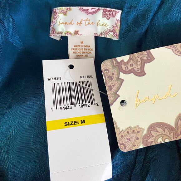 Band of the Free Camille Crossover Crop Top M Small Deep Teal Long Sleeves NWT - Picture 6 of 8